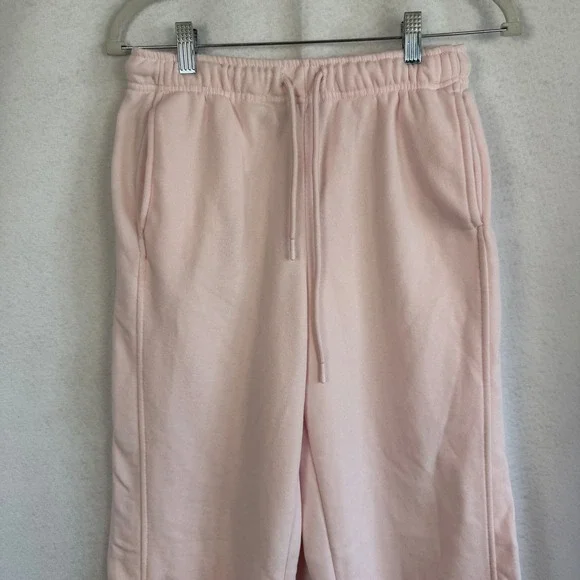 Pink Wide Leg Sweatpants Drawstring Joggers Fleece Medium Loungewear Baggy - Picture 3 of 10